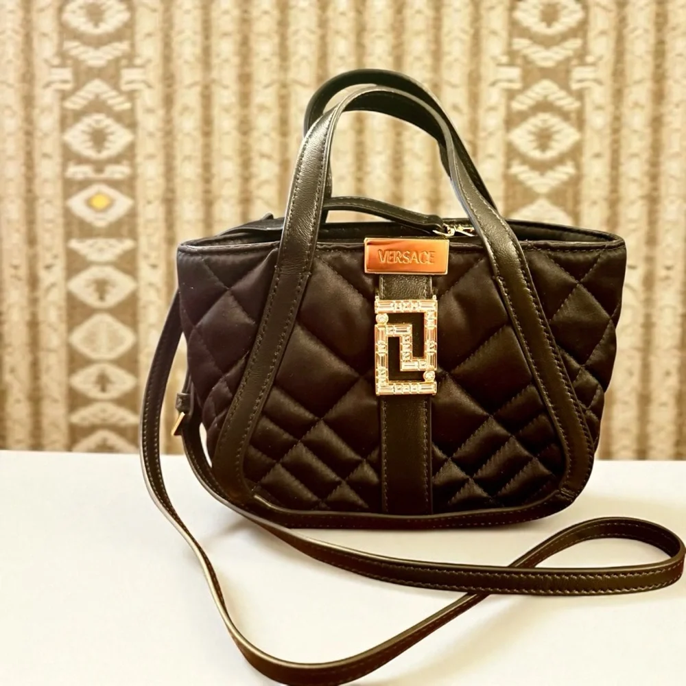 Versace Black Crystal Greca Goddess Bag with Box - Picture 1 of 6
